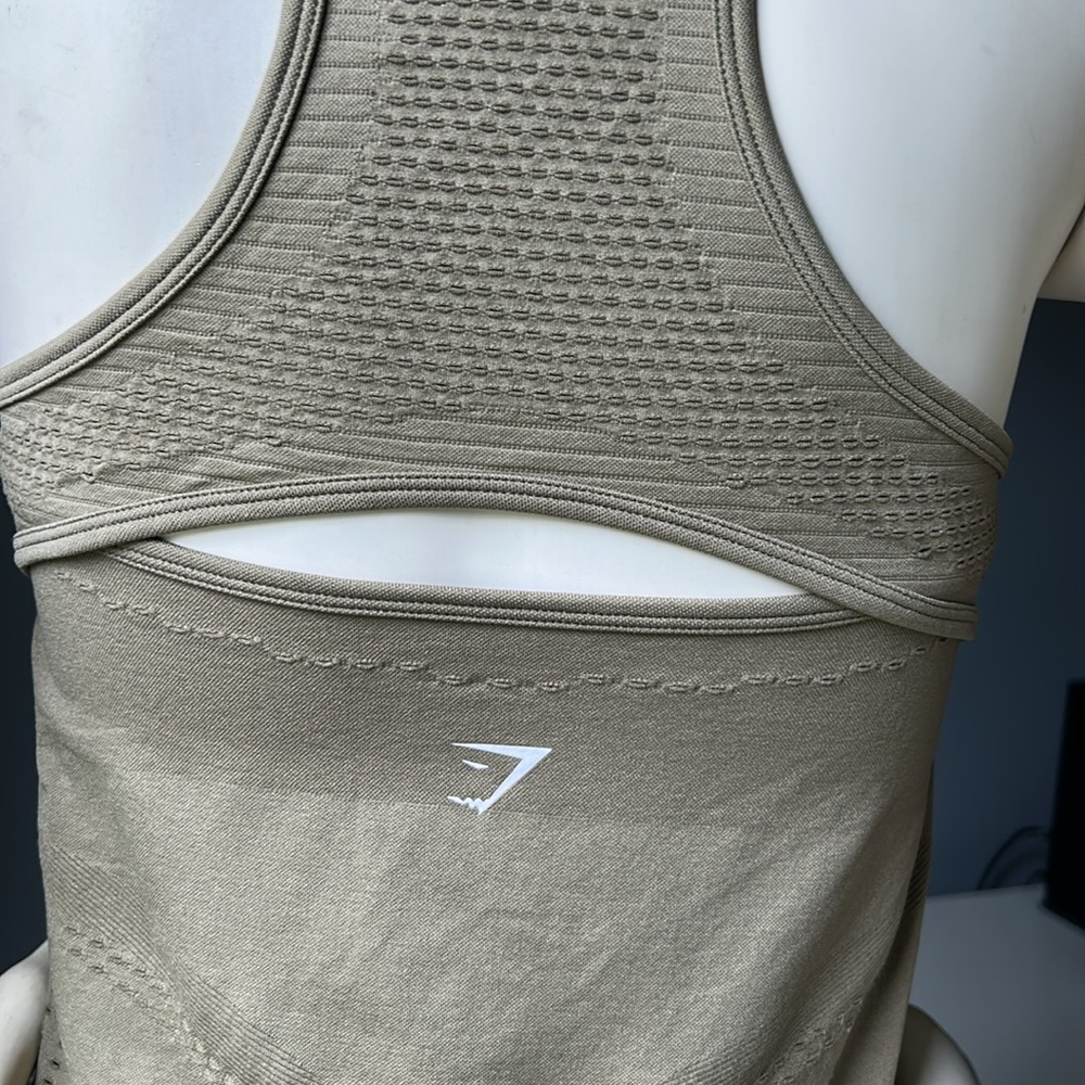 Gymshark Flawless Knit Vest Khaki Tank Top - Picture 4 of 9